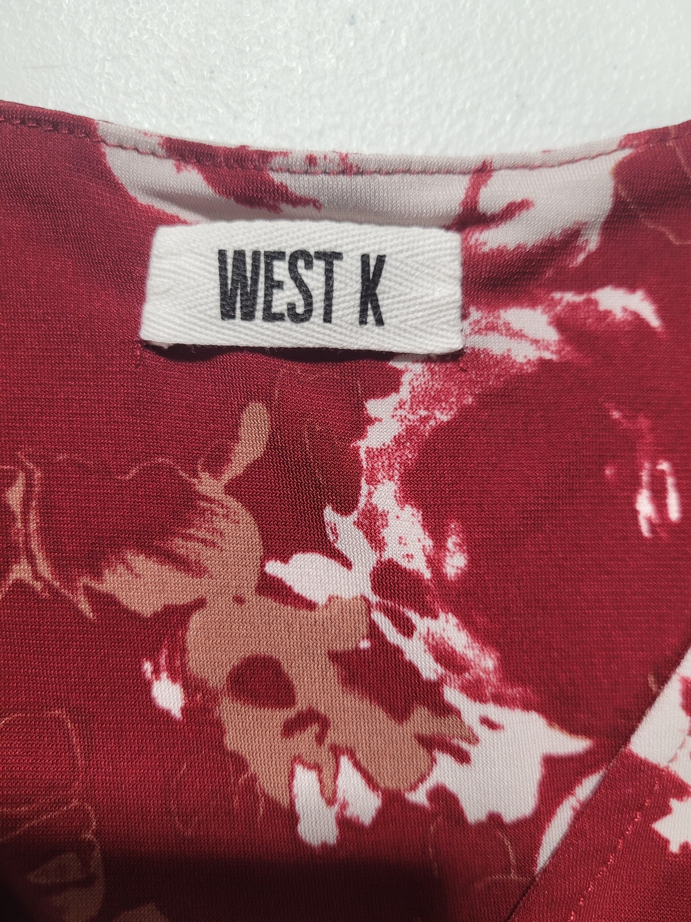 West K Burgundy Floral Tie-Sleeve Tunic Top - Picture 2 of 4